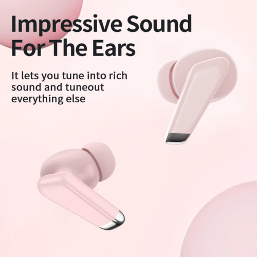Modern Wireless Earphones in Pastel Pink